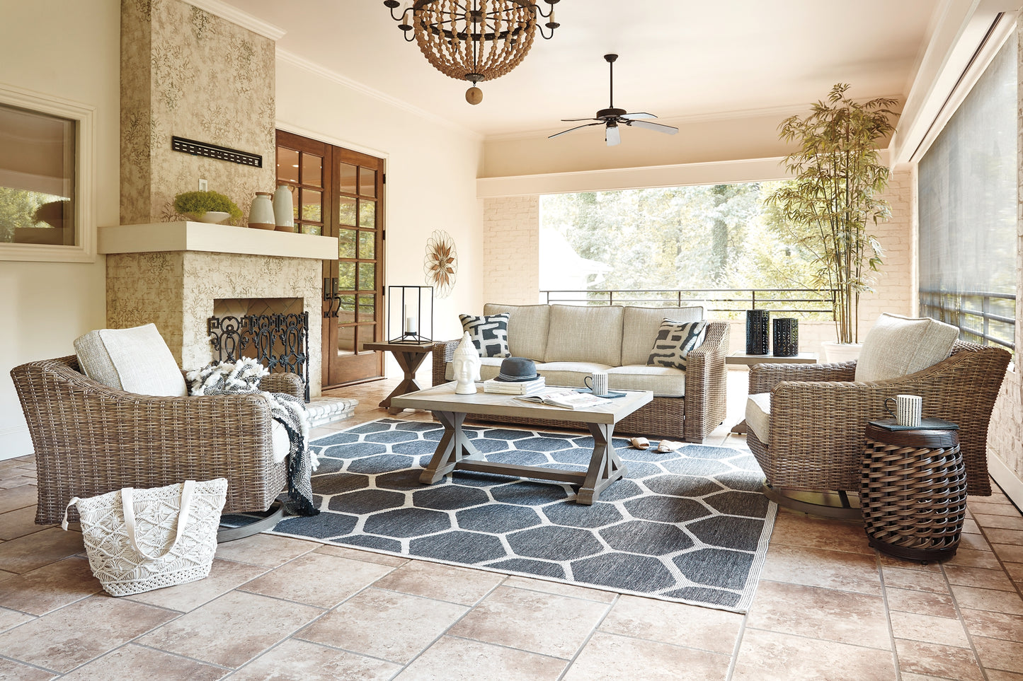 Beachcroft Outdoor Sofa and 2 Lounge Chairs with Coffee Table and 2 End Tables
