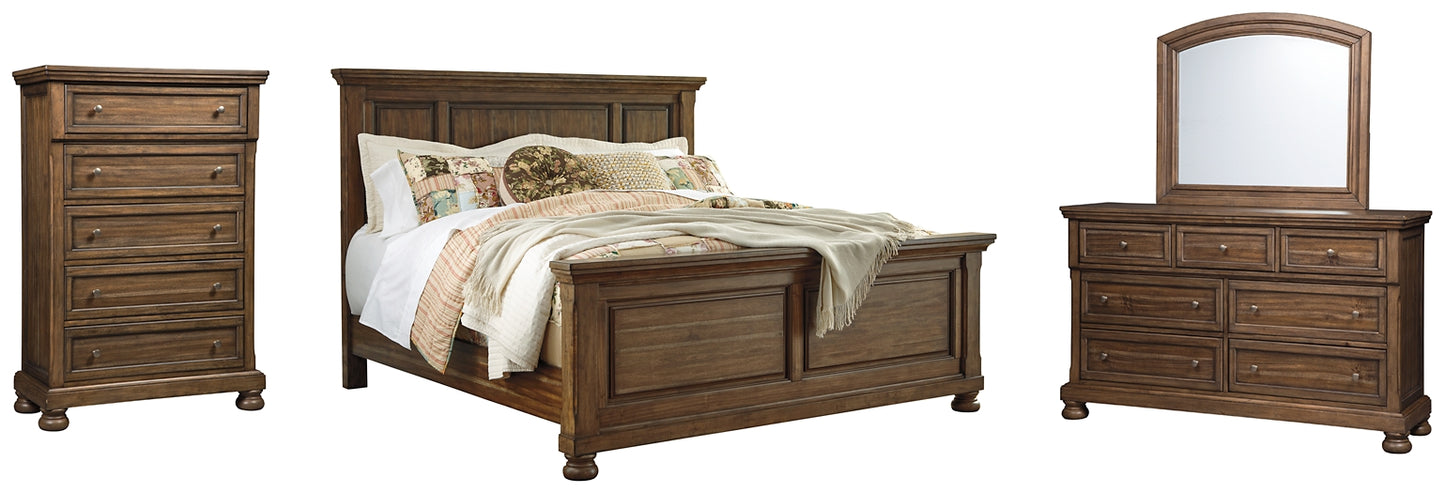 Flynnter Panel Bed With Mirrored Dresser And Chest