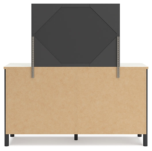 Queen Upholstered Panel Bed with Mirrored Dresser and Chest