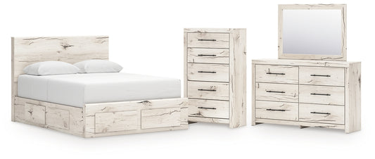 Lawroy Queen Panel Storage Bed with Mirrored Dresser and Chest