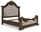 Maylee Queen Upholstered Bed with Mirrored Dresser, Chest and 2 Nightstands