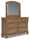 Feddinger California King Panel Bed with Mirrored Dresser and Chest