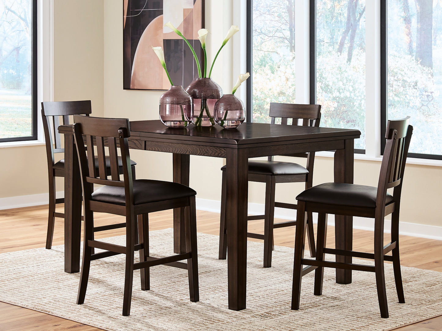 Haddigan Counter Height Dining Table and 4 Barstools