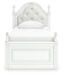 Kozlani Twin Upholstered Panel Bed, Dresser and Mirror