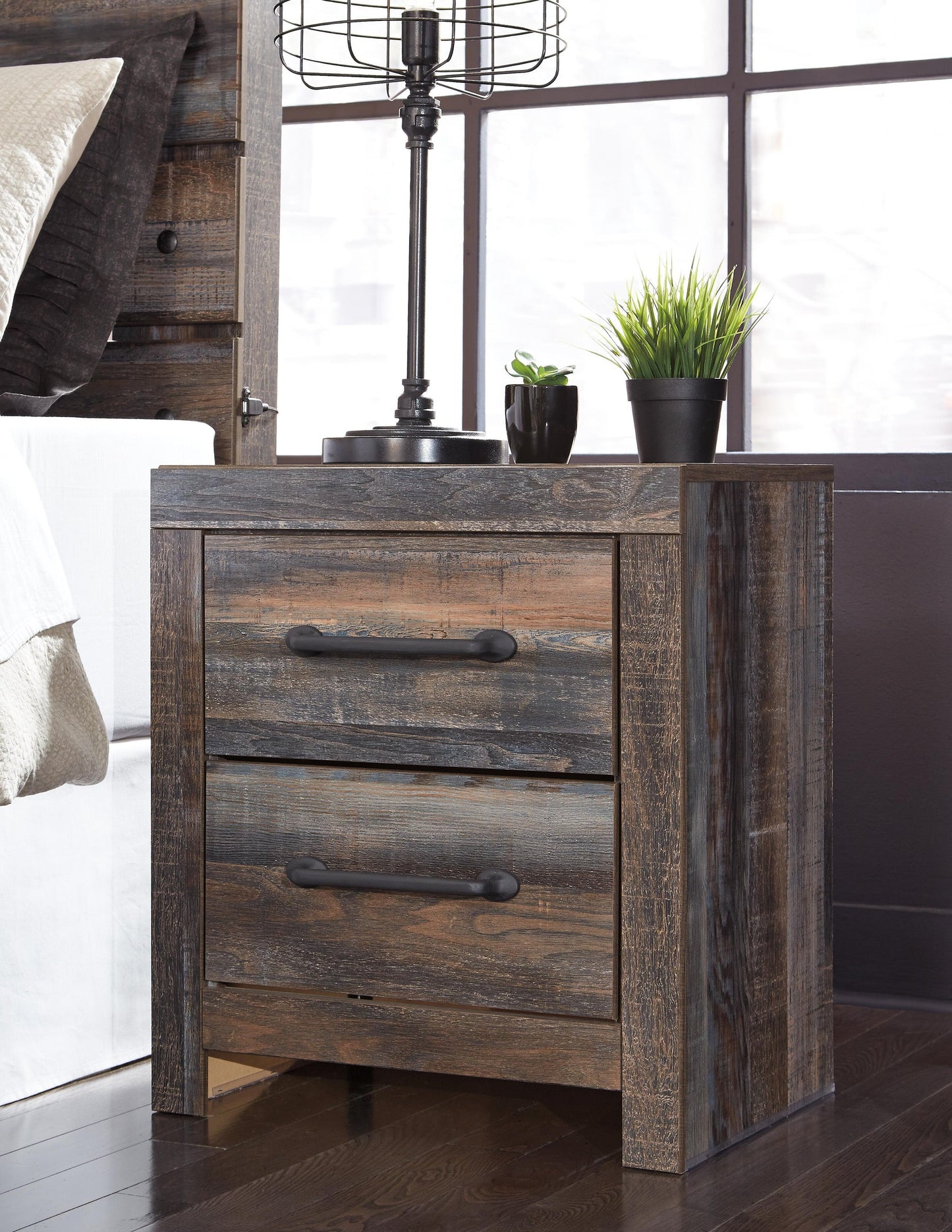 Drystan Queen Bookcase Bed, Dresser, Mirror, Chest and Nightstand