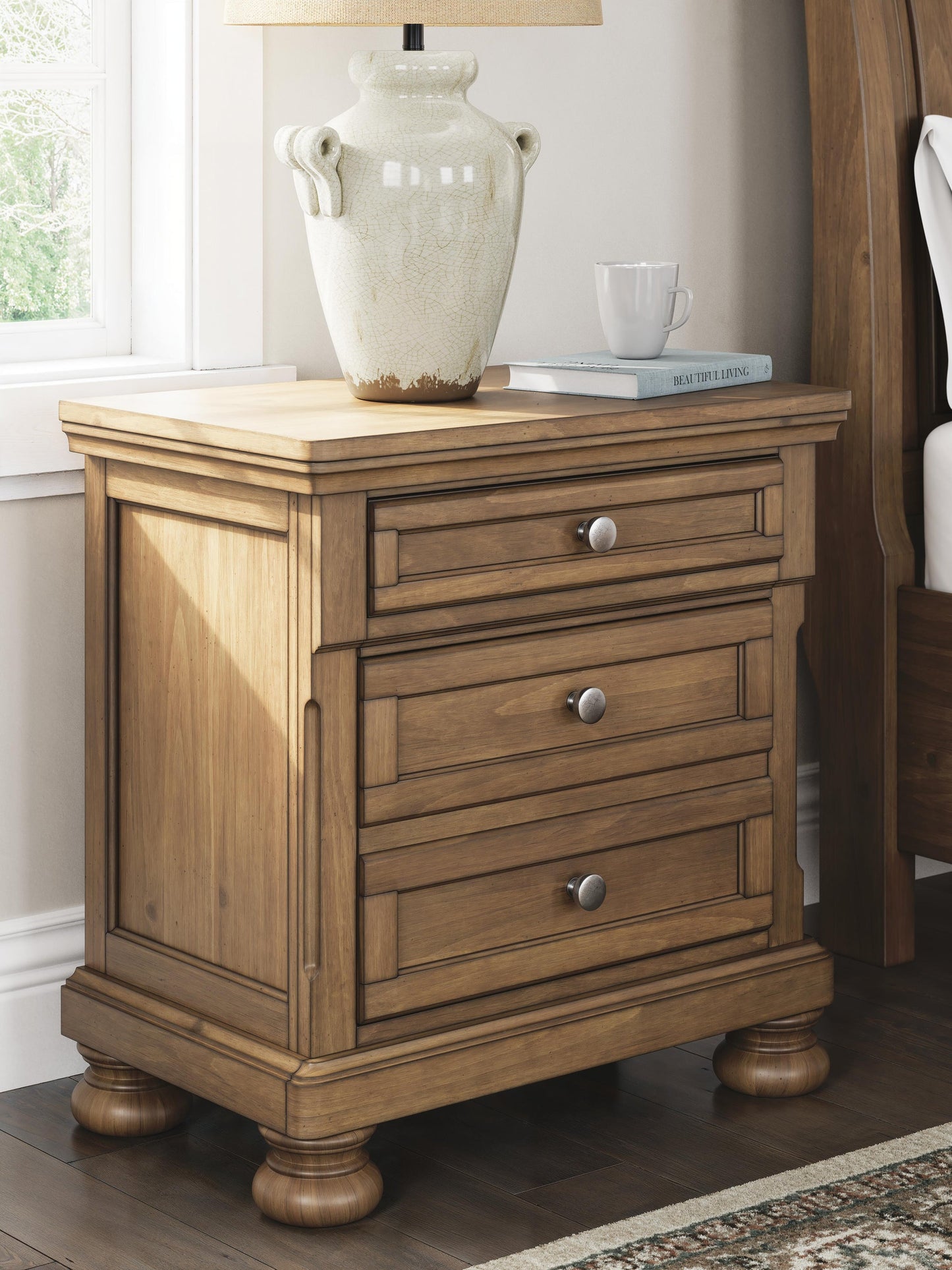 Feddinger California King Panel Bed with Mirrored Dresser and Nightstand