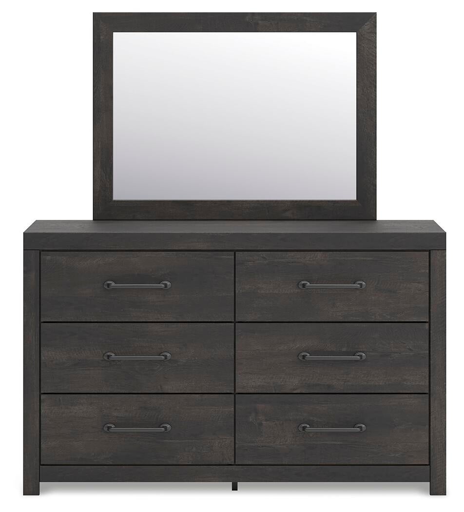 Delmorta Full Panel Bed, Dresser and Mirror