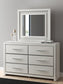 Zuraleus King Upholstered Panel Platform Bed, Dresser, Mirror and Nightstand
