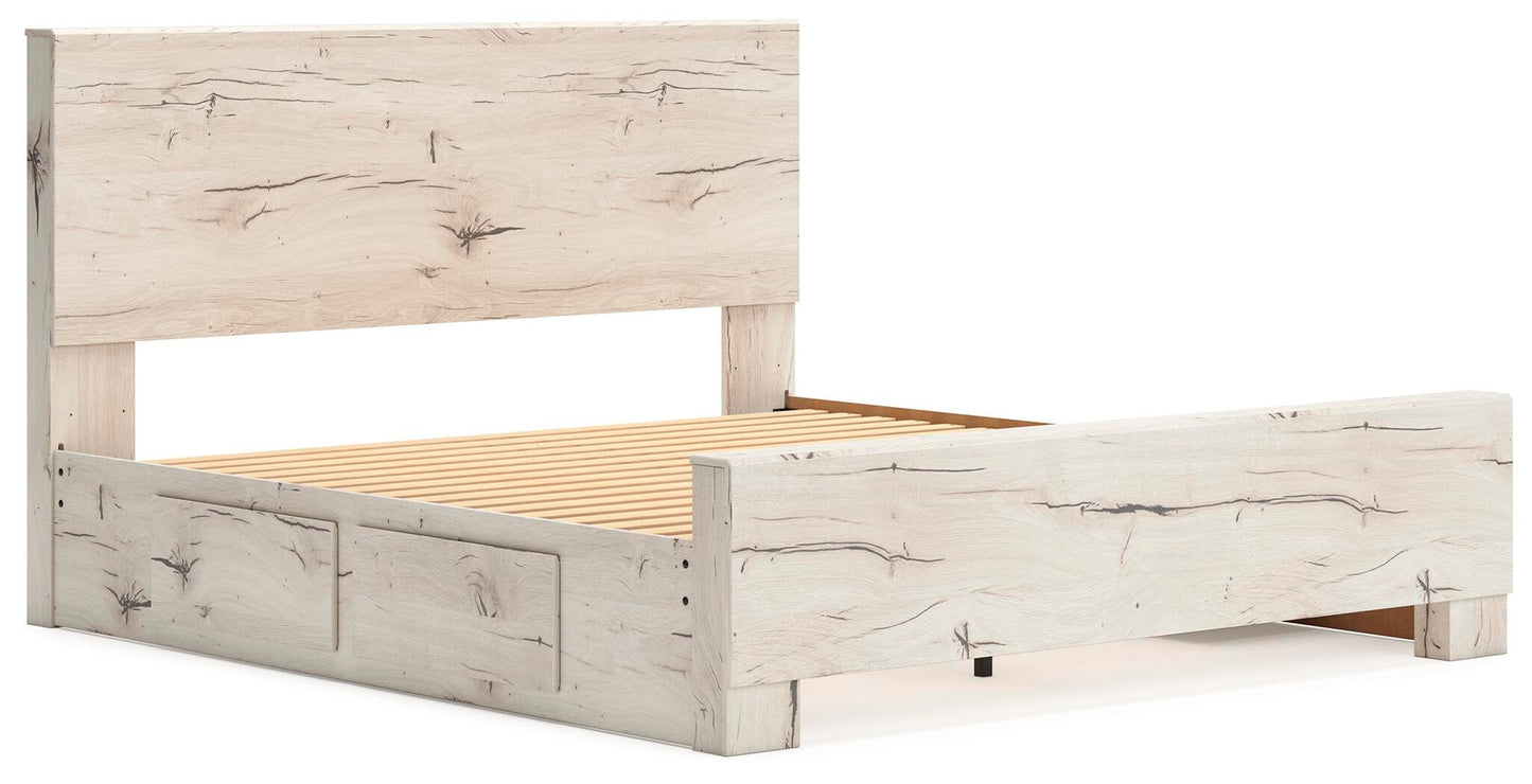 Lawroy King Panel Bed with Storage, Dresser, Mirror and Nightstand