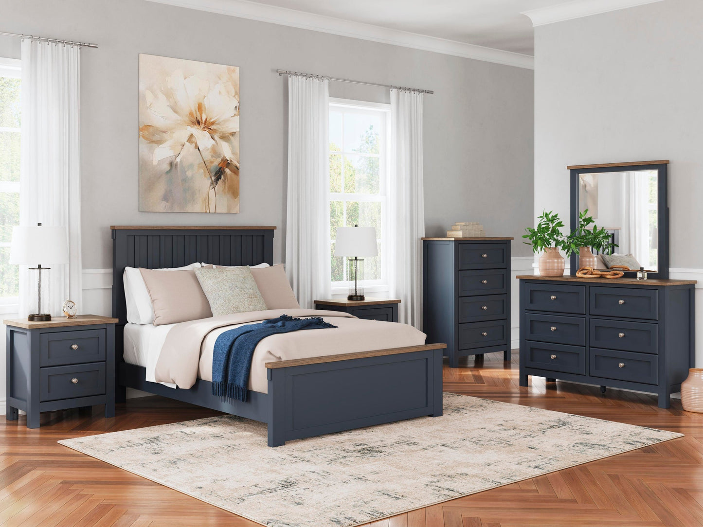 Landocken Full Panel Bed, Dresser and Mirror