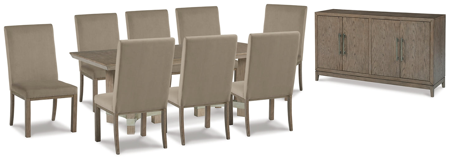 Chrestner Dining Table and 8 Chairs with Storage
